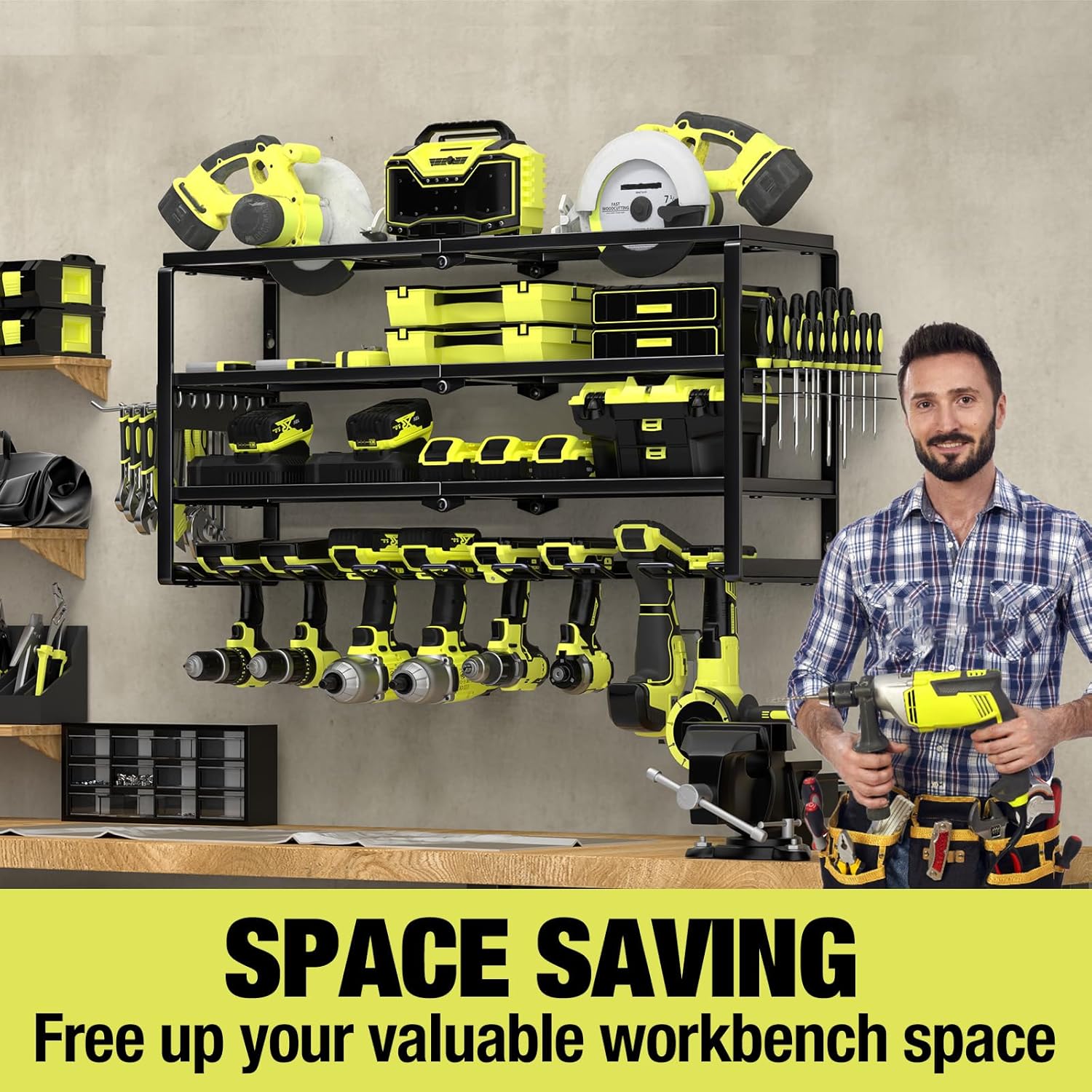 4-laags wandmontage gereedscha - Power Tools Organizer recensie en prijs