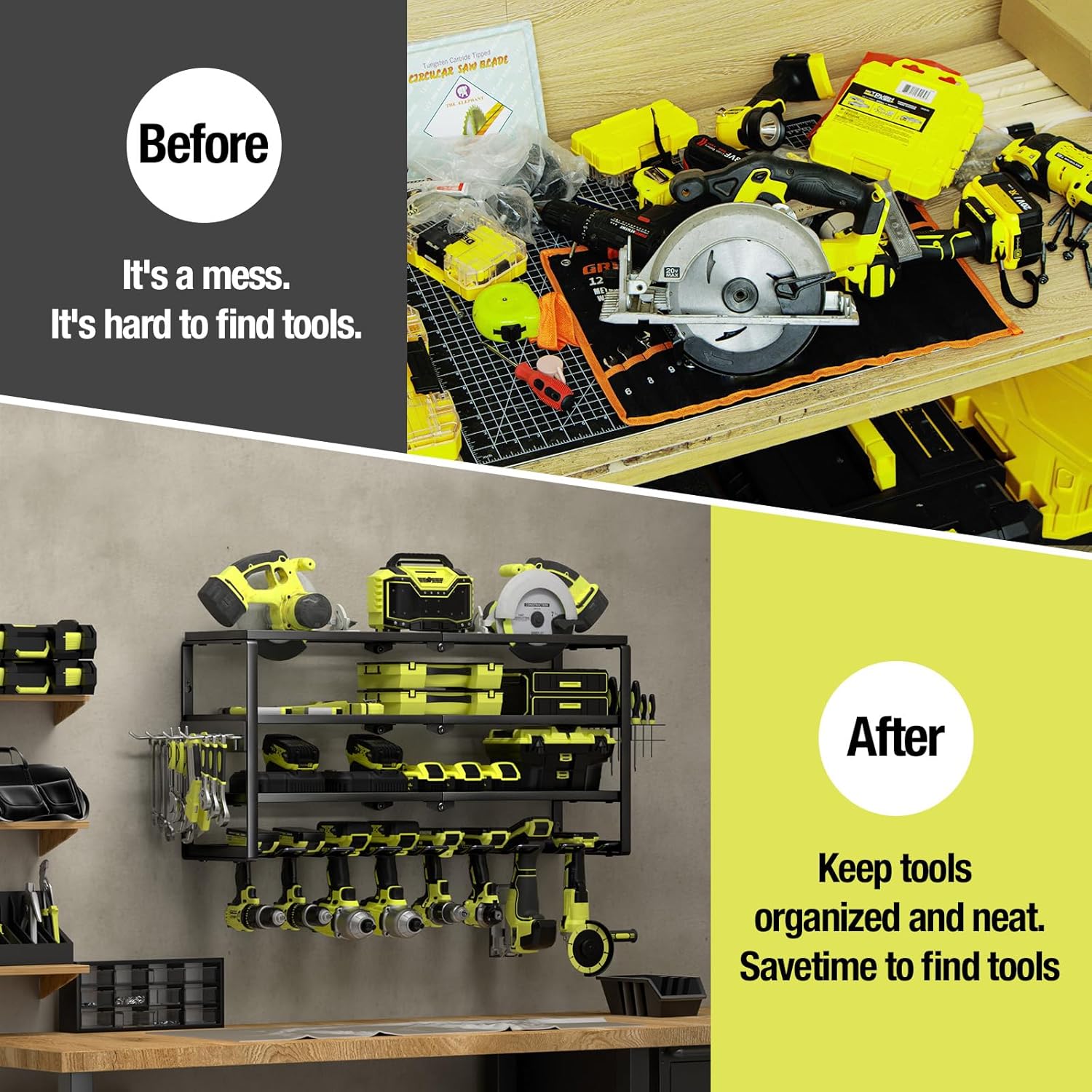4-laags wandmontage gereedscha - Power Tools Organizer recensie en prijs